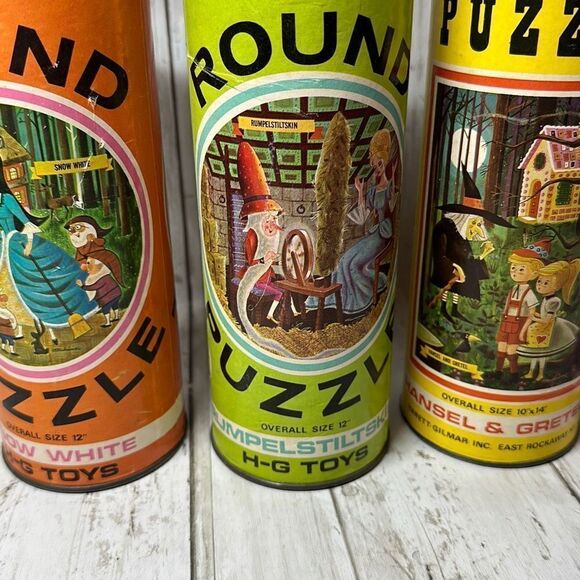 HG Toys 12” Round Puzzle Snow White Pied Piper Hansel & Gretel Rumpelstiltskin - Picture 3 of 8